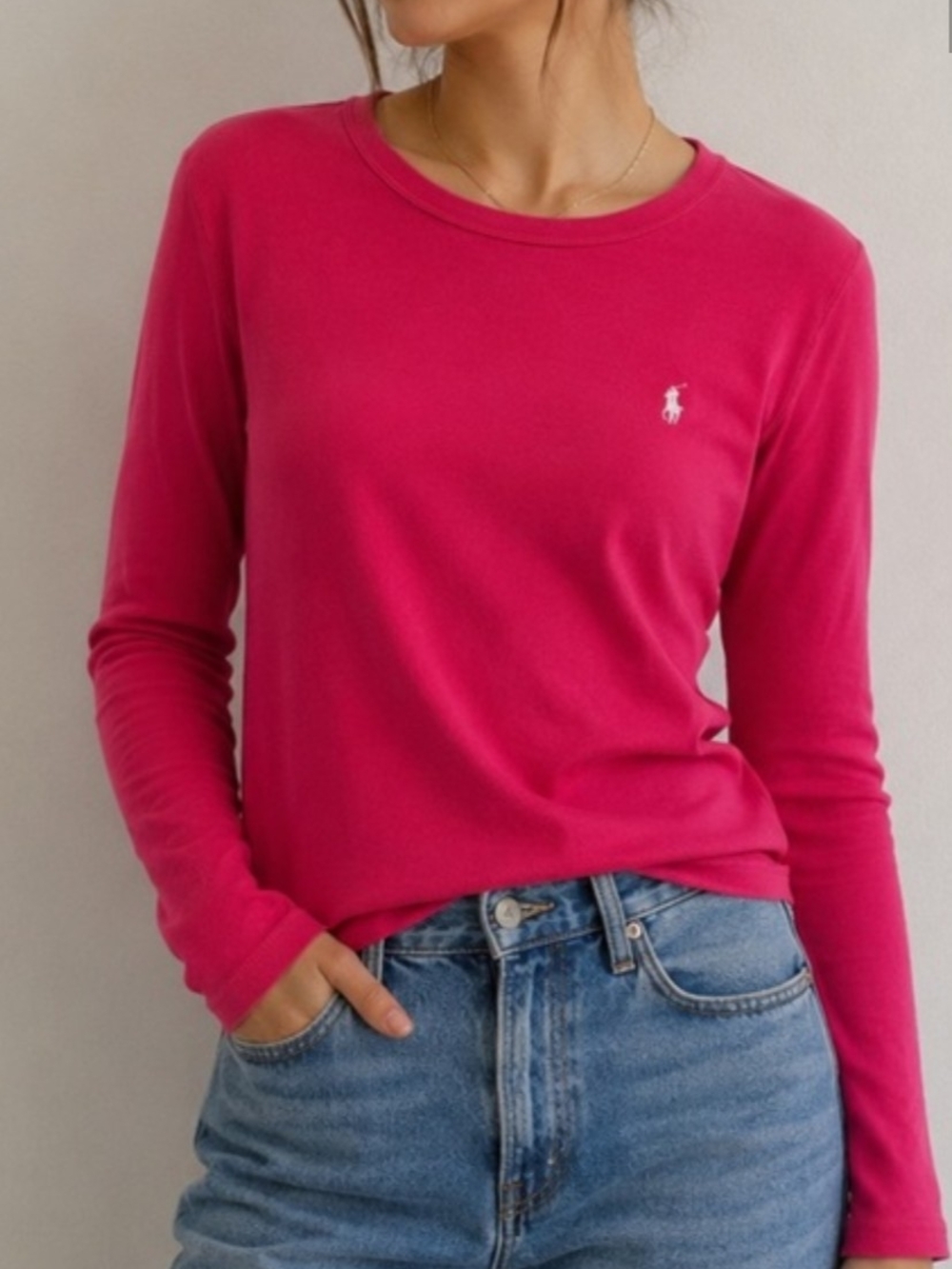 Ralph Lauren Hot Pink Long-Sleeve Crewneck Tee